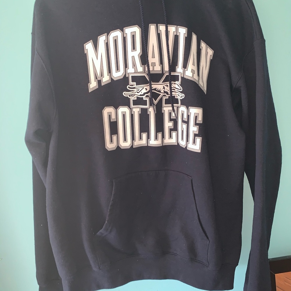 moravian college champion navy hoodie sweatshirt